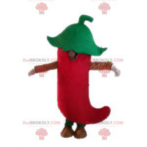 Mascot gigantische rode peper. Mexicaanse kruidenmascotte -